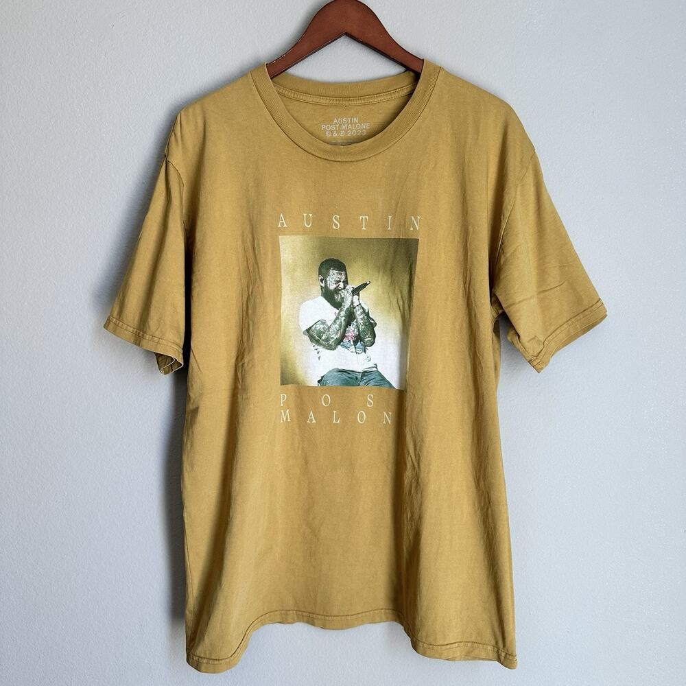 Post Malone Mustard Cotton Austin 2023 Tour T Shirt XL Concert Tour Band Tee USA